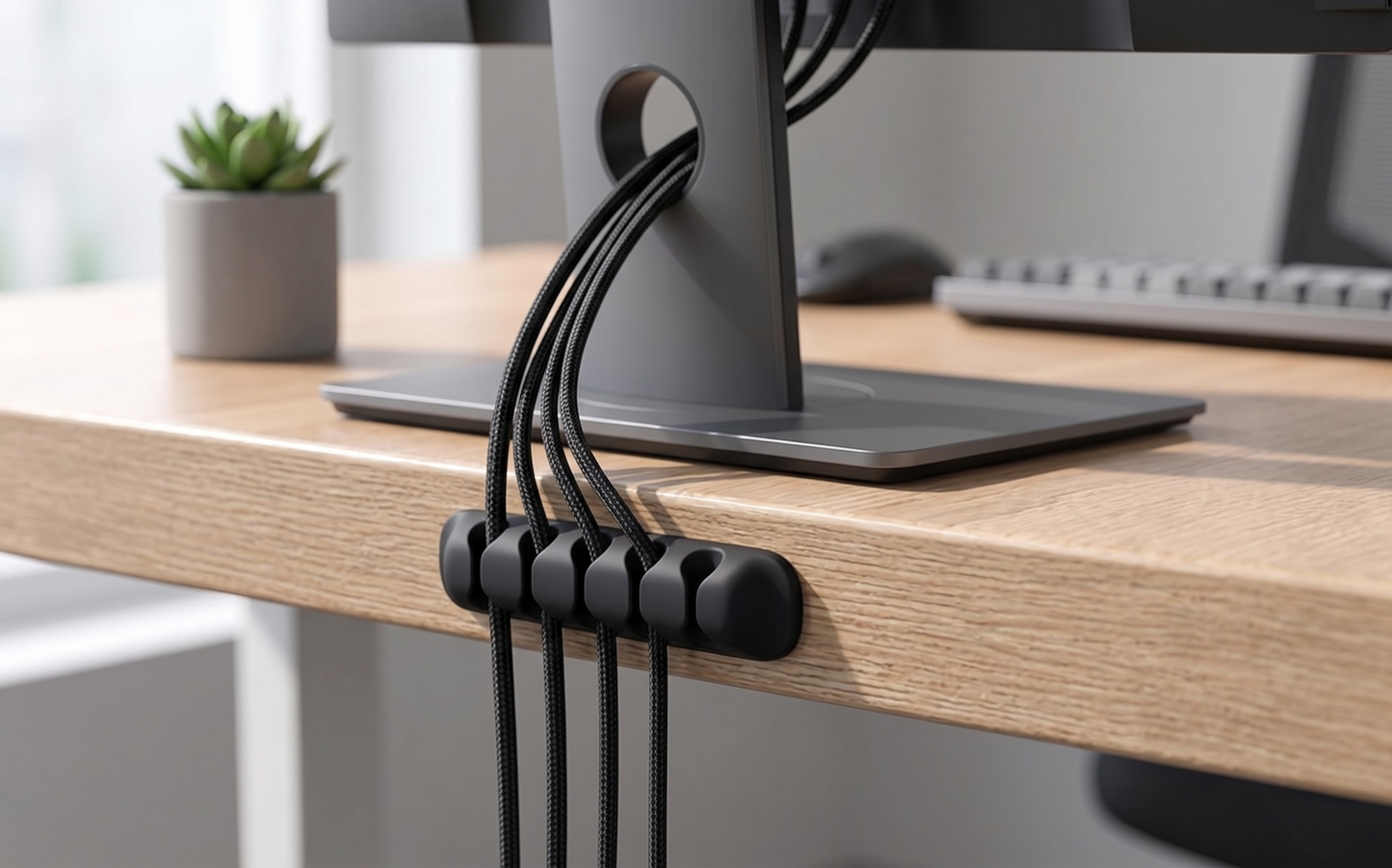 Silicone Adhesive Desktop Cable Organizer - 5-Slot & 7-Slot Wire Management Clips