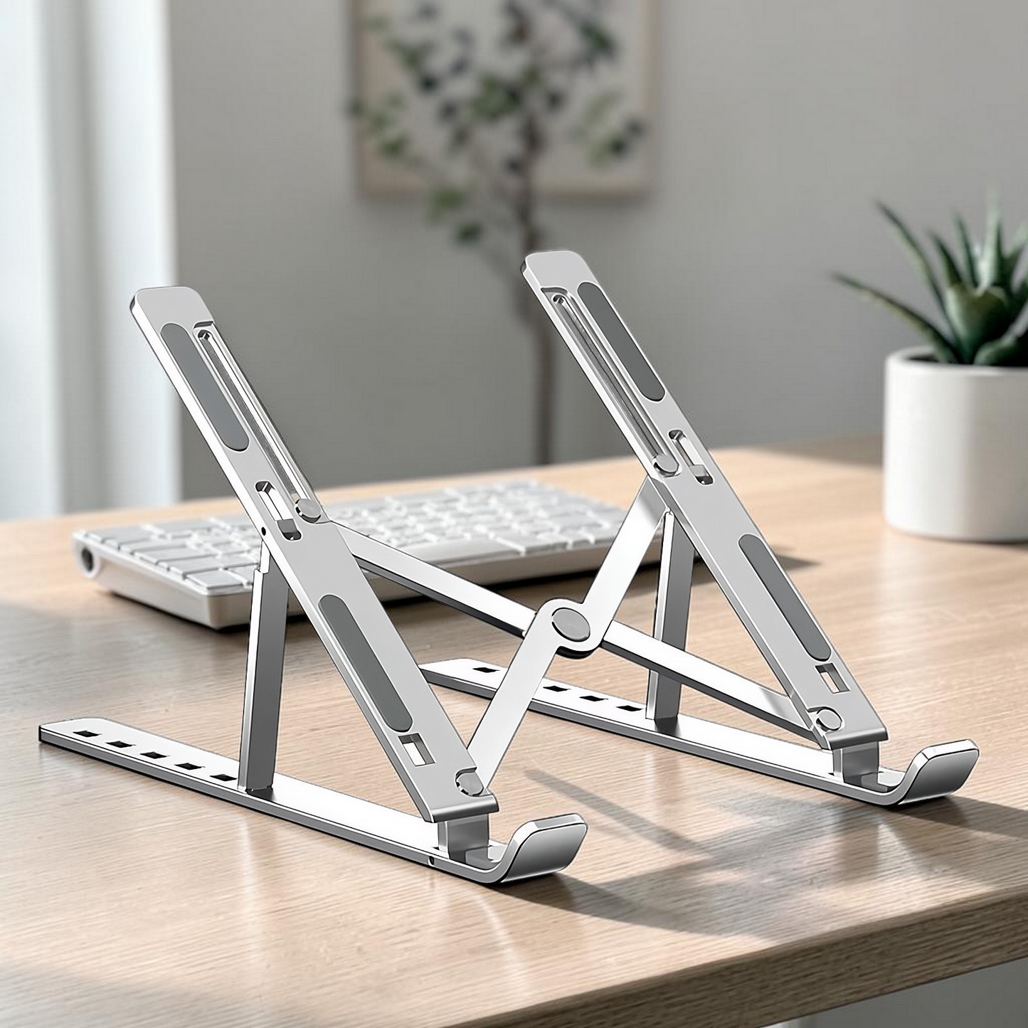 Minimalist Folding Aluminum Laptop Stand - Ergonomic Desk Riser for MacBook & Laptops