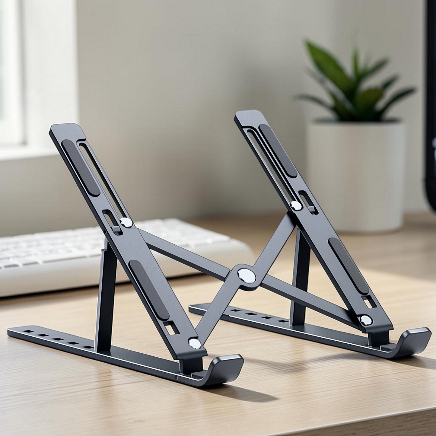 Minimalist Folding Aluminum Laptop Stand - Ergonomic Desk Riser for MacBook & Laptops